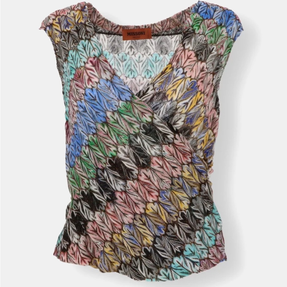 Missoni Zigzag Patterned Top in Pink, Blue, and Black